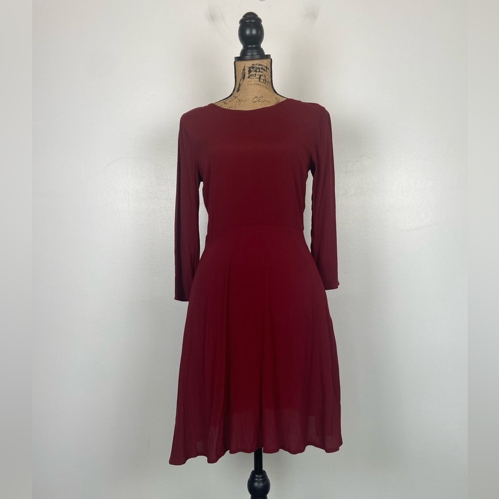 Gap Y2K Inspired Long Sleeves Mini Dress Size 4 Red Fit & Flare Side Pockets